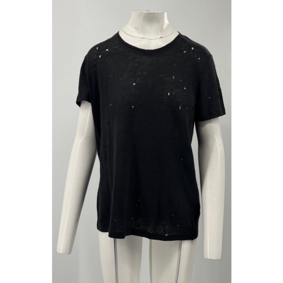 IRO Black Distressed Crewneck T-Shirt Size XS - Picture 1 of 4